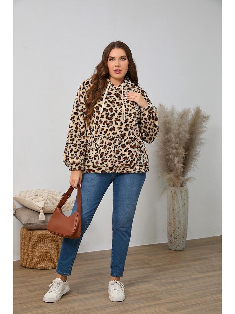 Neues Übergrößen-Doppelflanell-Kapuzensweatshirt Teddybär Plüsch Langarm-Pullover-Oberteil für Herbst/Winter