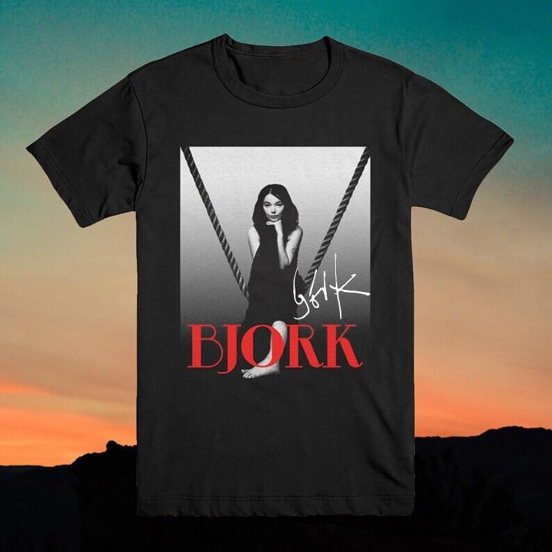 Винтажная хлопковая футболка унисекс Bjork Concert, все размеры, черная, CM088 S