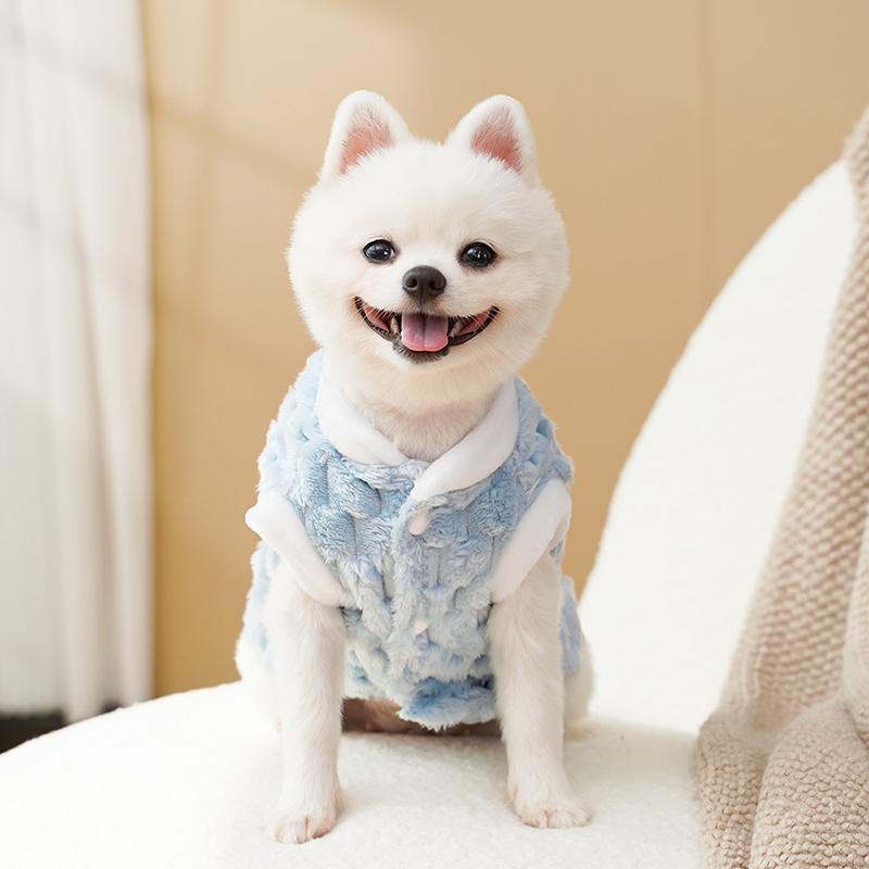 Winter Warm Fleece Dog Clothes with Buckle Fashion Sweet Bear Print Pet Sweater for Cat Puppy Yorkie Teddy Bichon Clothing
