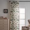 Green Floral Farmhouse Curtains Living Room Semi-Blackout Drapes Cotton Linen Boho Window Curtain with Tassel Decor, Rod Pocket
