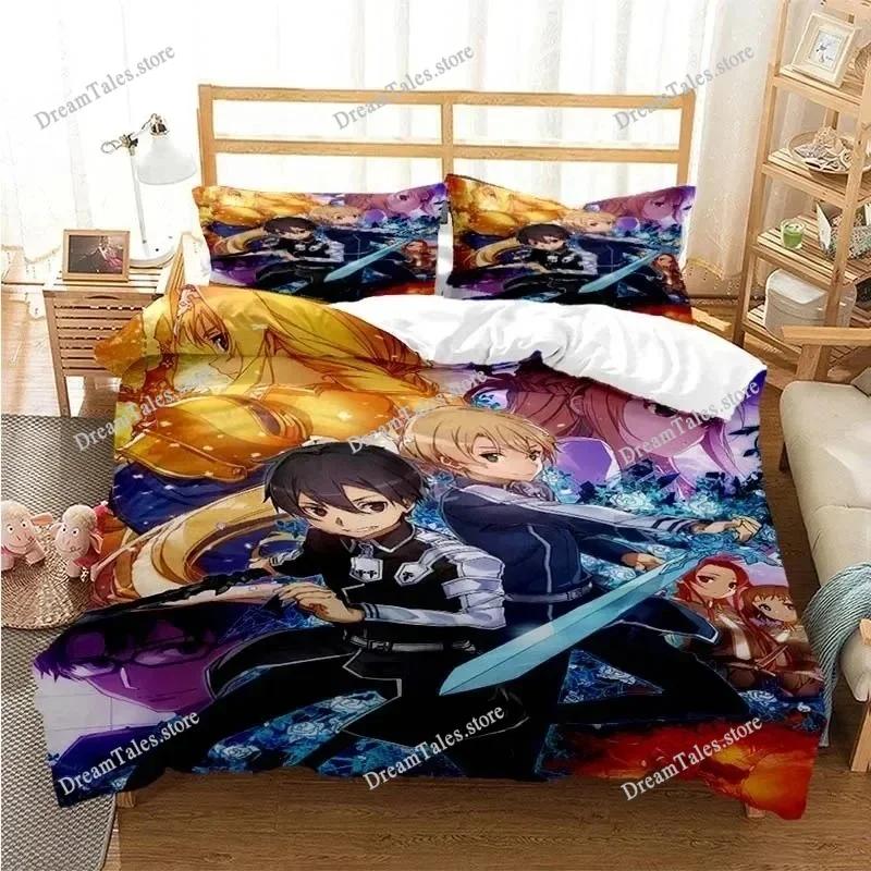 Cartoon Asuna Sword Art Online Duvet Cover Sets Pillowcase Bedding Set Kids Children Gift Girls Single Queen King Size Bed Linen