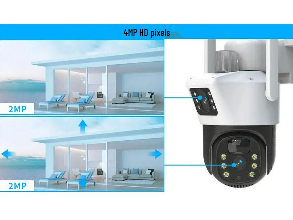V380 Dual-Lens Wireless Solar Camera: Outdoor, Remote, Low-Power Surveillance