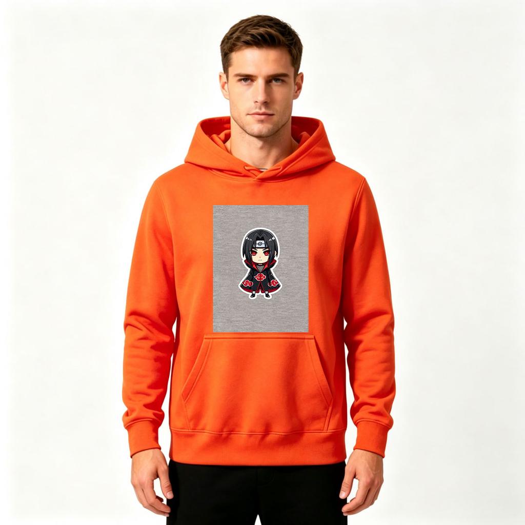 Men's Casual Print Pullover Hoodie, Anime Chibi Character Long Sleeve Hooded Sweatshirt for Daily Wear