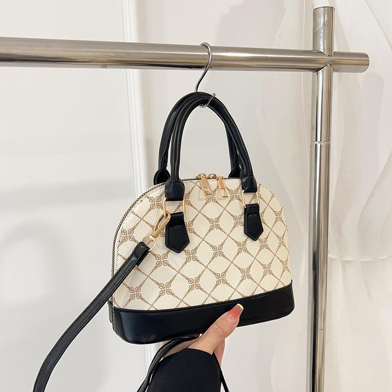 Fashion Retro Contrasting Color Portable Shell Bag 2025 Summer New Trend Casual Women's Bag Popular Shoulder Messenger Bag