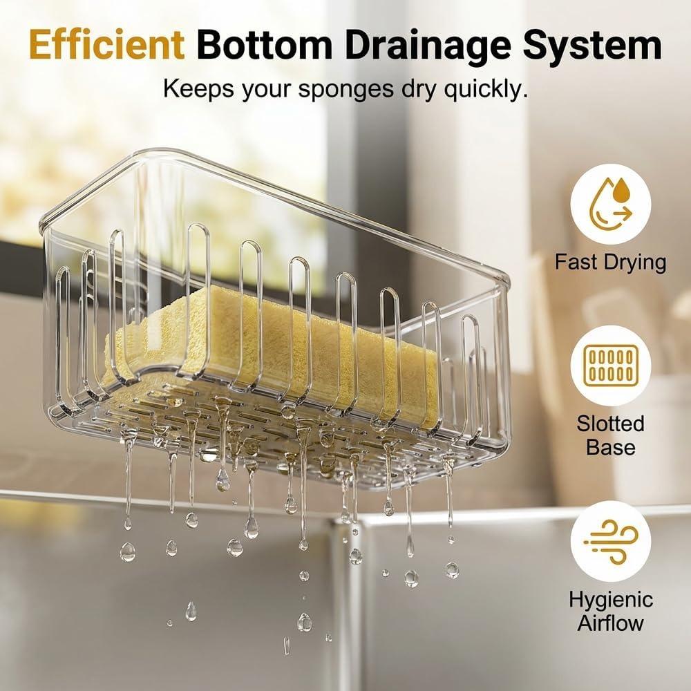 Kitchen sink sponge rack – 2026 new suction cup sink corner rack, cubic storage organizer.