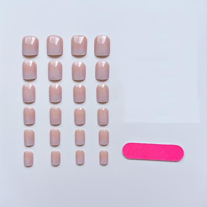 Kurze quadratische Press-On-Nägel Nude-Rosa-Gradient Falsche Nägel für Damen