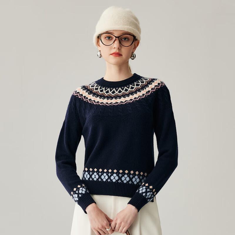 Women's Fair Isle Thick Cashmere Cable Knit Sweater