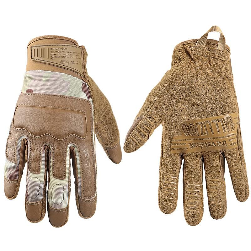 Mens Full Finger Tactical Gloves Cycling Fitness Outdoor Sports Breathable Knit Fabric Anti-Slip Touchscreen Compatible