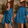 Summer Ice Silk Pajama & Robe Set for Women - Camisole Two-Piece Home Wear.