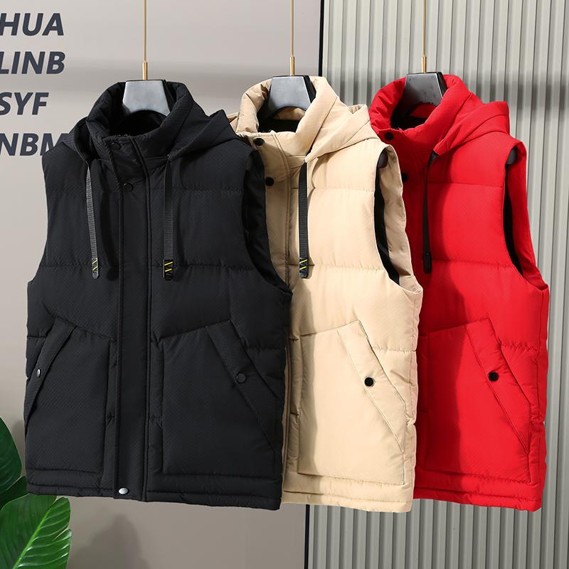 Plus Size S-8XL Waterproof Sleeveless Parka Man Waistcoat  Fashion Men's Warm Vest Hooded Korean Style Padded Coats