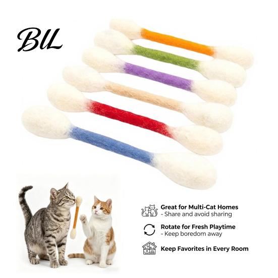 Kitten Kicker Toy 6Pcs Cotton Swab Cat Toys Felt Giant Catnip with Kitty Chew Sticks for Indoor Cats Teething Enrichment