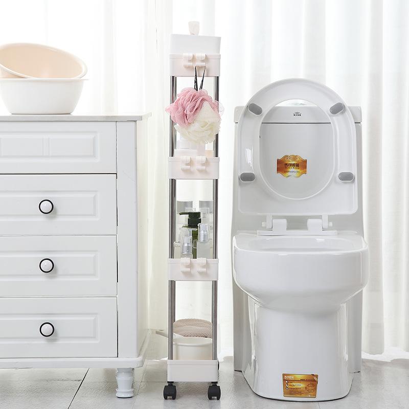 Scaffale da cucina a 3/4 strati Scaffale da bagno mobile in plastica con ruote Organizzatore salvaspazio