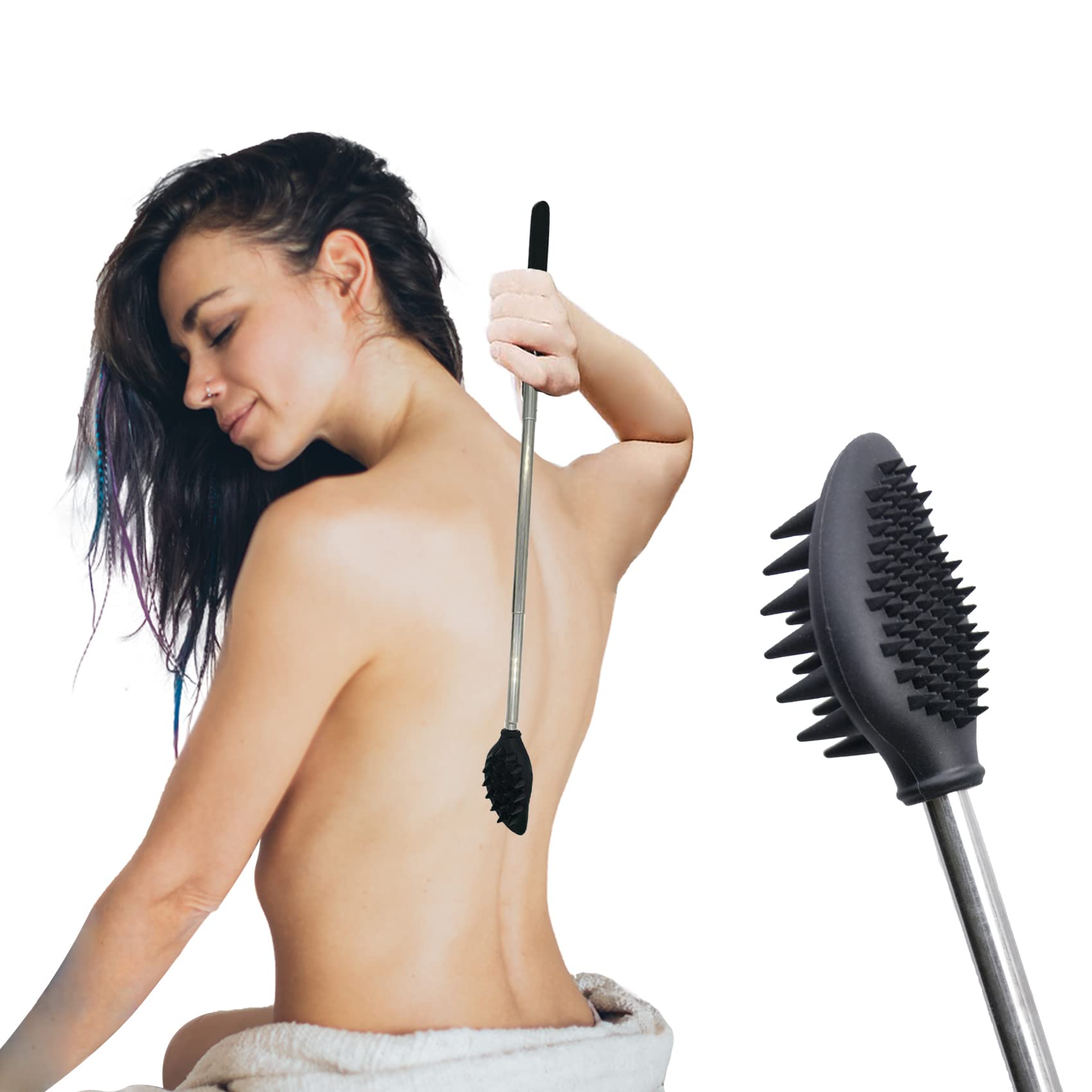 

Ручной Magonote YOAYAO Magonote выдвижной ручной инструмент для скребка спины длиной до 67 см для нанесения крема на спину Изготовлен из силикона, нержавеющая сталь