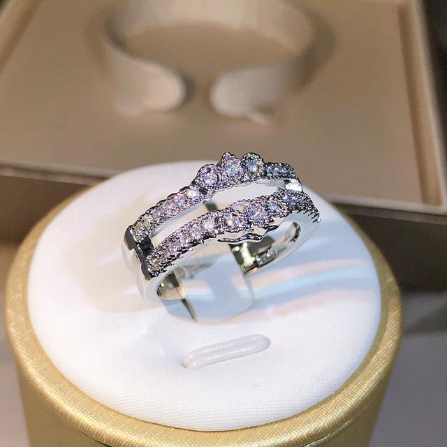 

Изысканное двухслойное белое кольцо с цирконом из стерлингового серебра 925 пробы для женских ювелирных изделий, подарок на день рождения, оптовая продажа 8 белый