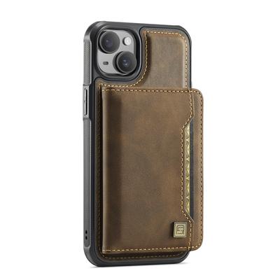 For iPhone 14 Case AUTSPACE A13 Vintage Leather Back Cover with Magnetic Detachable Card Bag