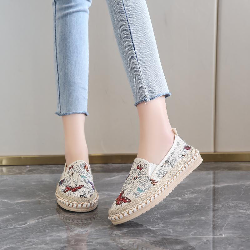 CRLAYDK Classic Loafers for Women Slip On Espadrilles Dressy Casual Lightweight Shoes Ladies Breathable Printed Soft Flats