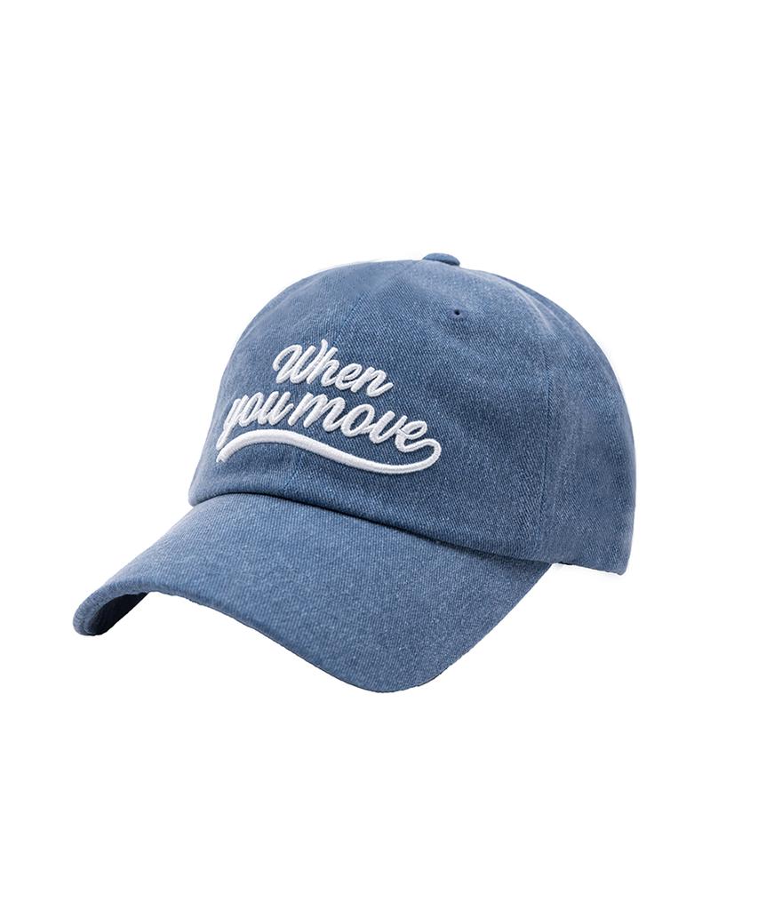 WHEN YOU MOVE Pigment Tail Logo Ball Cap Denim Blue