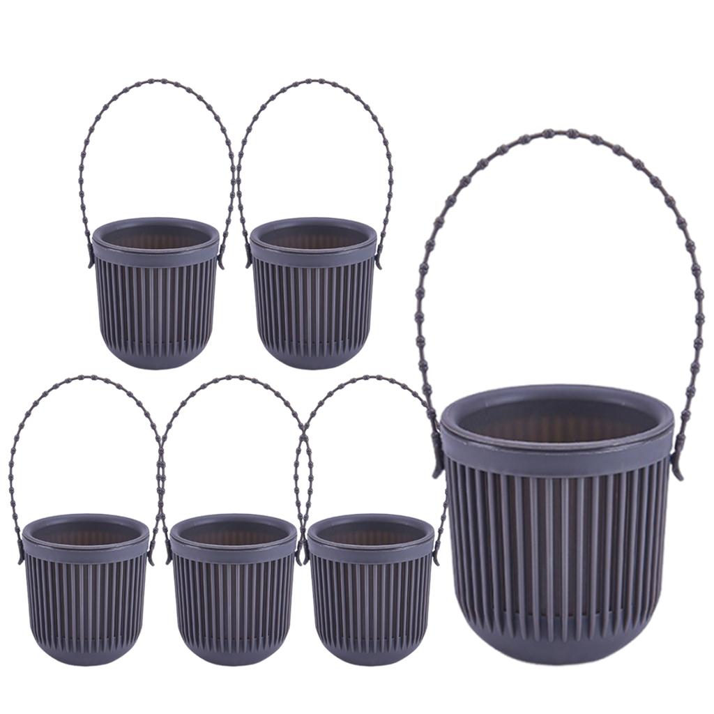 6pcs Flower Pots Hanging Planter for Succulent Plant Wall Mounted Mini Planter with Removable Handle Office Decorations