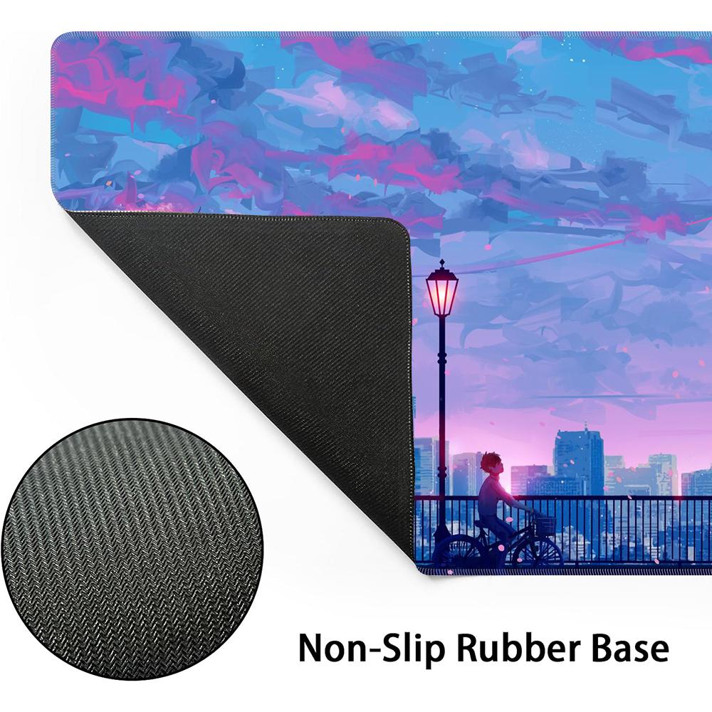 Japanese Anime-style Mousepad, Large Gaming Mouse Pad Featuring Anime Game Cityscapes, Non-slip Desk Mat, Dimensions 800x300x3mm