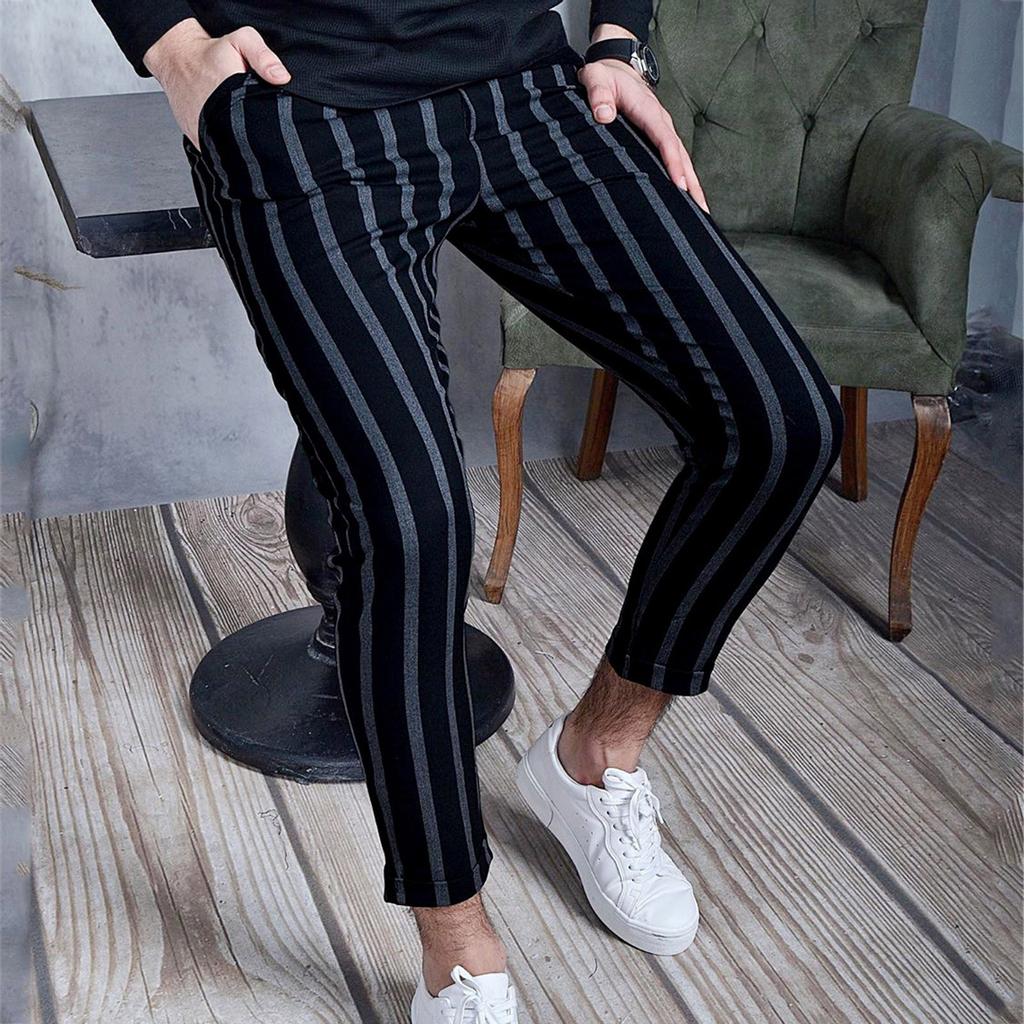 Fashion Men Casual Slim Fit Zipper Long Pants Trousers