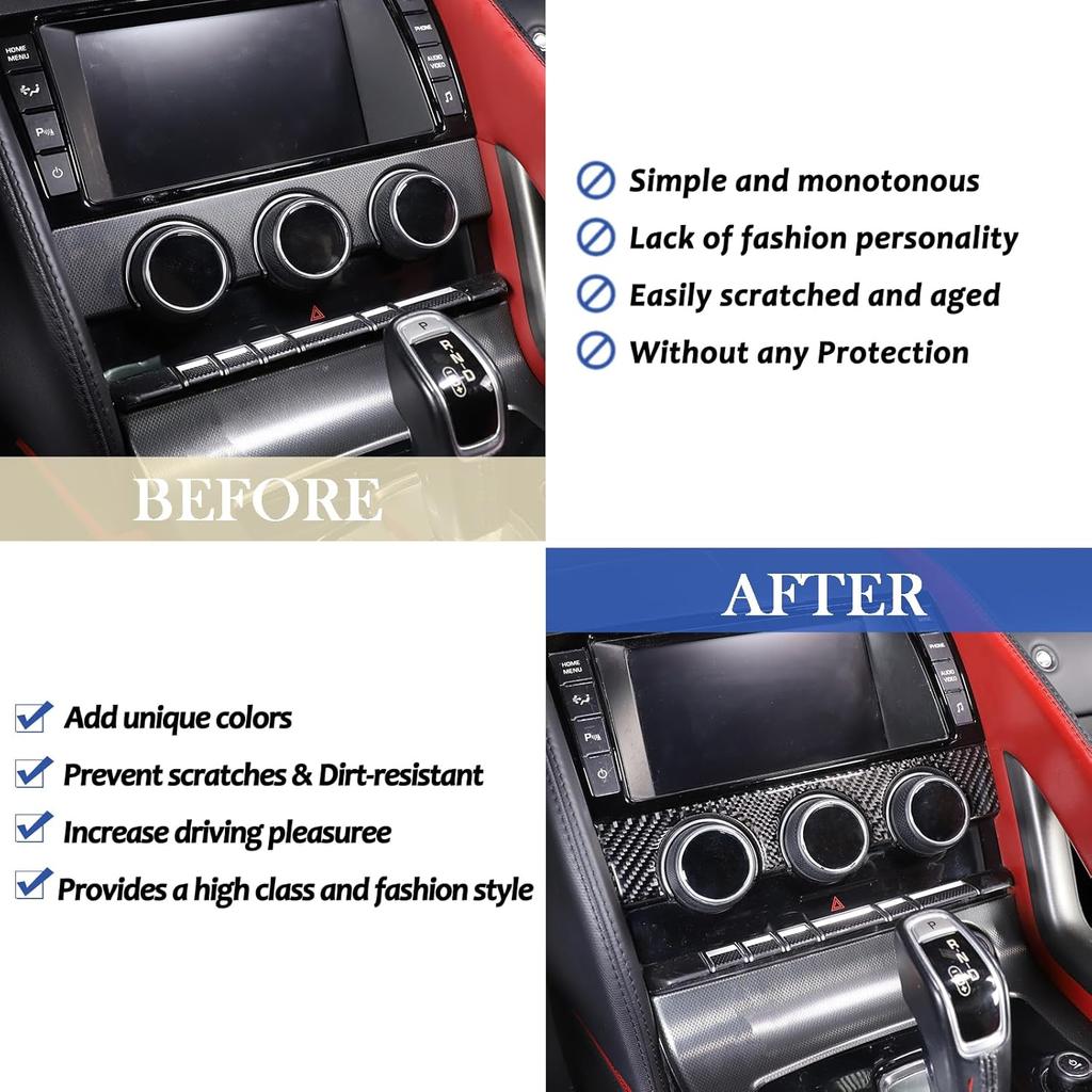 Center Console Air Conditioning Switch Panel Frame Cover Trim Compatible with Jaguar F-TYPE 2013-2022, AC Button Panel Decor Cover Trim, Air