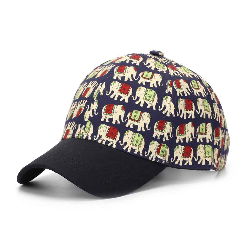 Fashion Hat New Spring and Autumn Elephant Printed Baseball Cap Men and Women Plaid Cap Cartoon Pattern Fashion Hat