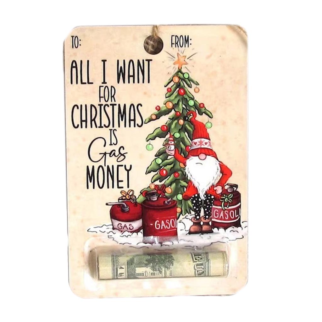 Wood Christmas Money Holder Festive Money Clip Ornament Wallet Pendant Decor for Tree Decoration Holiday Party Supplies