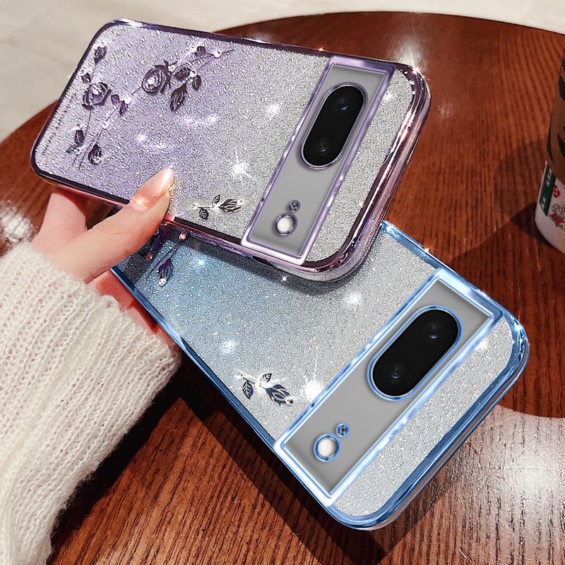 KADEM For Google Pixel 7 5G Case Gradient Flower Pattern TPU Phone Drop-proof Cover