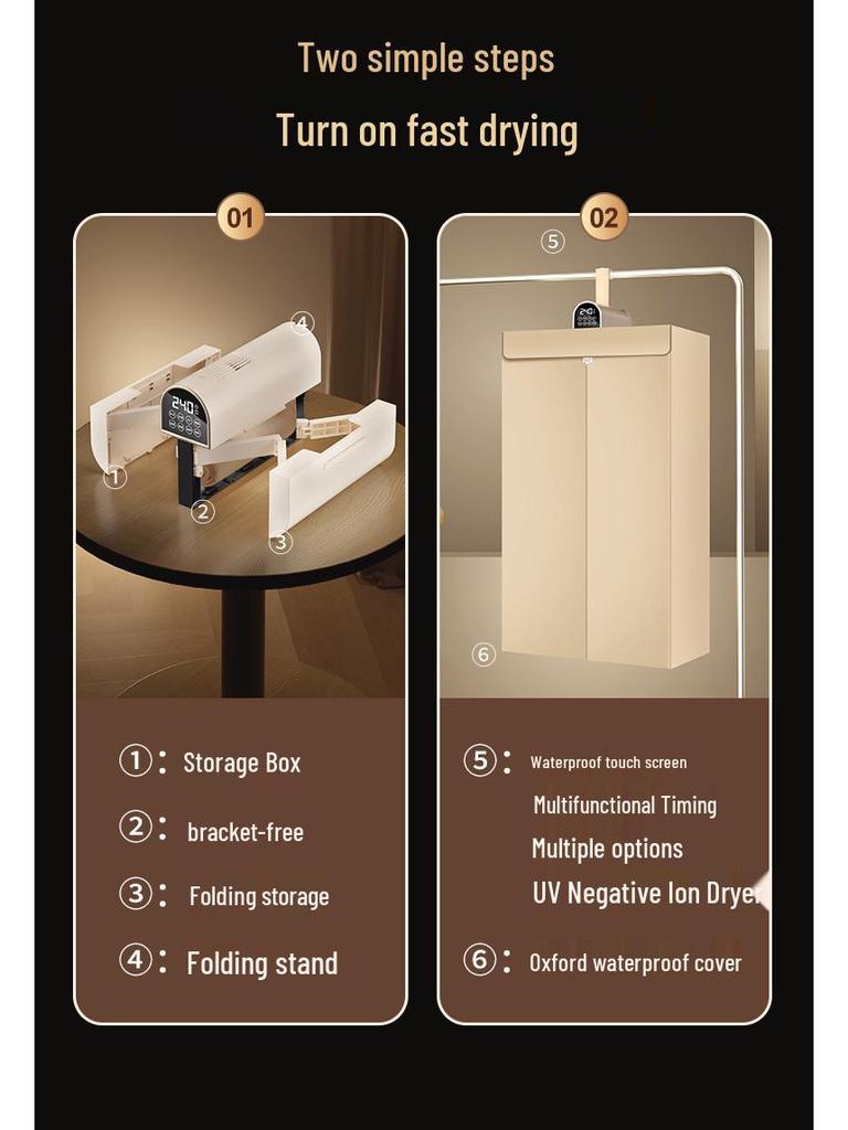 Portable Foldable Travel Clothes Dryer - Compact Mini Household Dryer