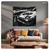 Black White Sports Car Graffiti Tapestry, Speed Illustration Wall Art For Bedroom Living Room Office Party Multi-Size Decor