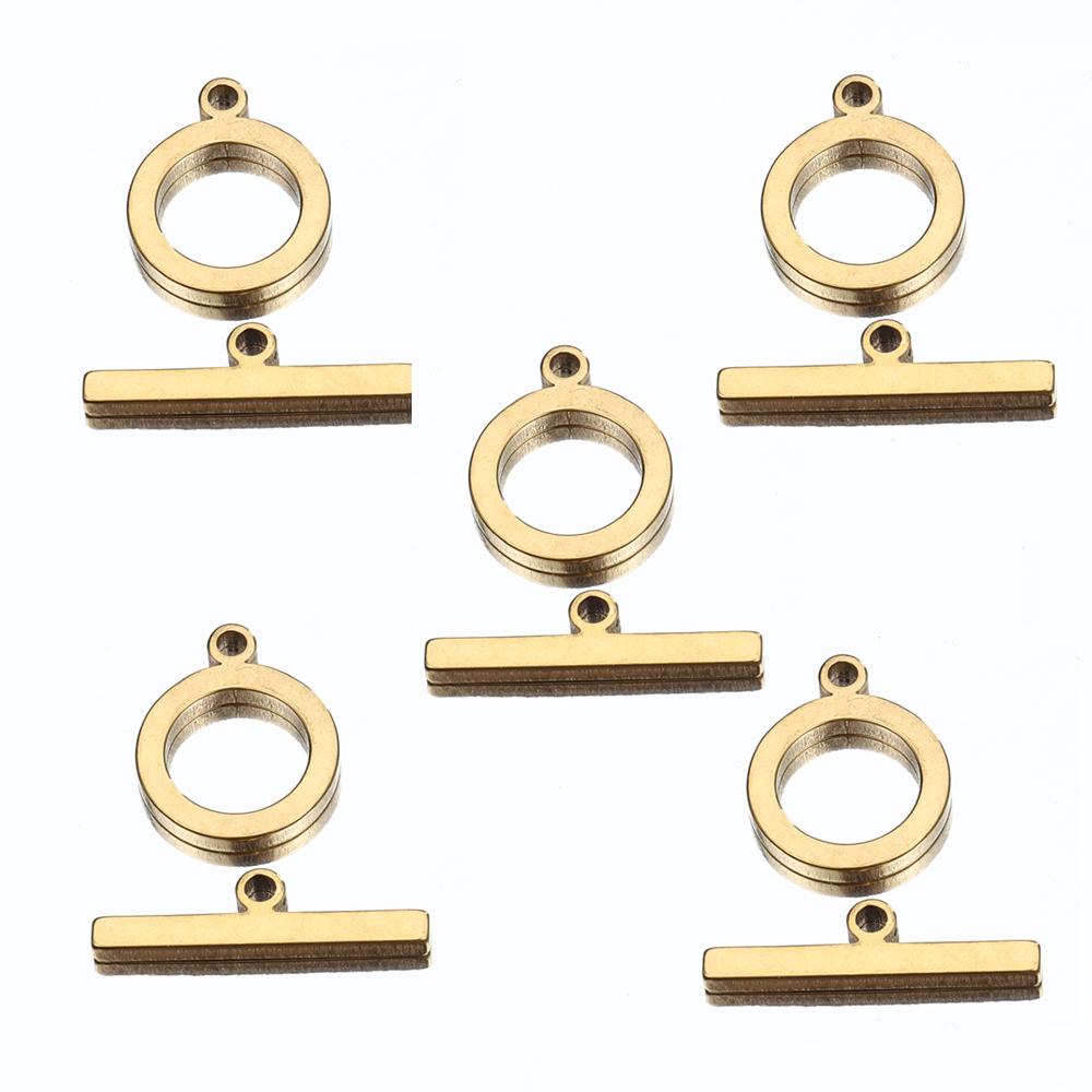 5Sets Stainless Steel Gold Color Flat OT Toggle Clasps DIY Jewelry Making Necklace Bracelet Connectors Hooks Findings Supplies