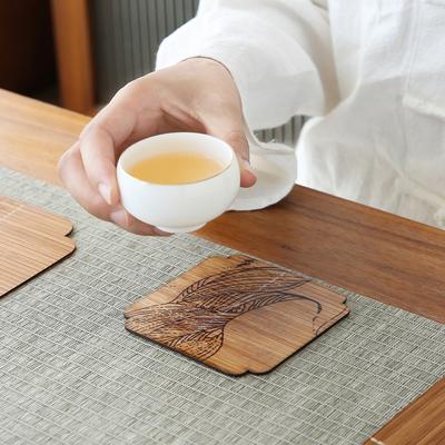 Retro Bamboo Coaster, Thermal Insulation Pad, Purple Sand Pot Pad, Chinese Style Zen Classical Tea Ceremony, Kung Fu Tea Set