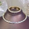 2026 Zircon-encrusted Round Necklace Bracelet Versatile Full Diamond Opening Adjustable Bracelet Collar Set Jewelry Bracelet