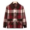 Middle-aged mother plaid knitted sweater jacket the elderly new spring and autumn lapel top cardigan sweater women