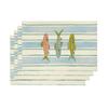 Watercolor Fish Placemats Set Striped Coastal Theme Table Mats for Beach House Kitchen Dining Decor