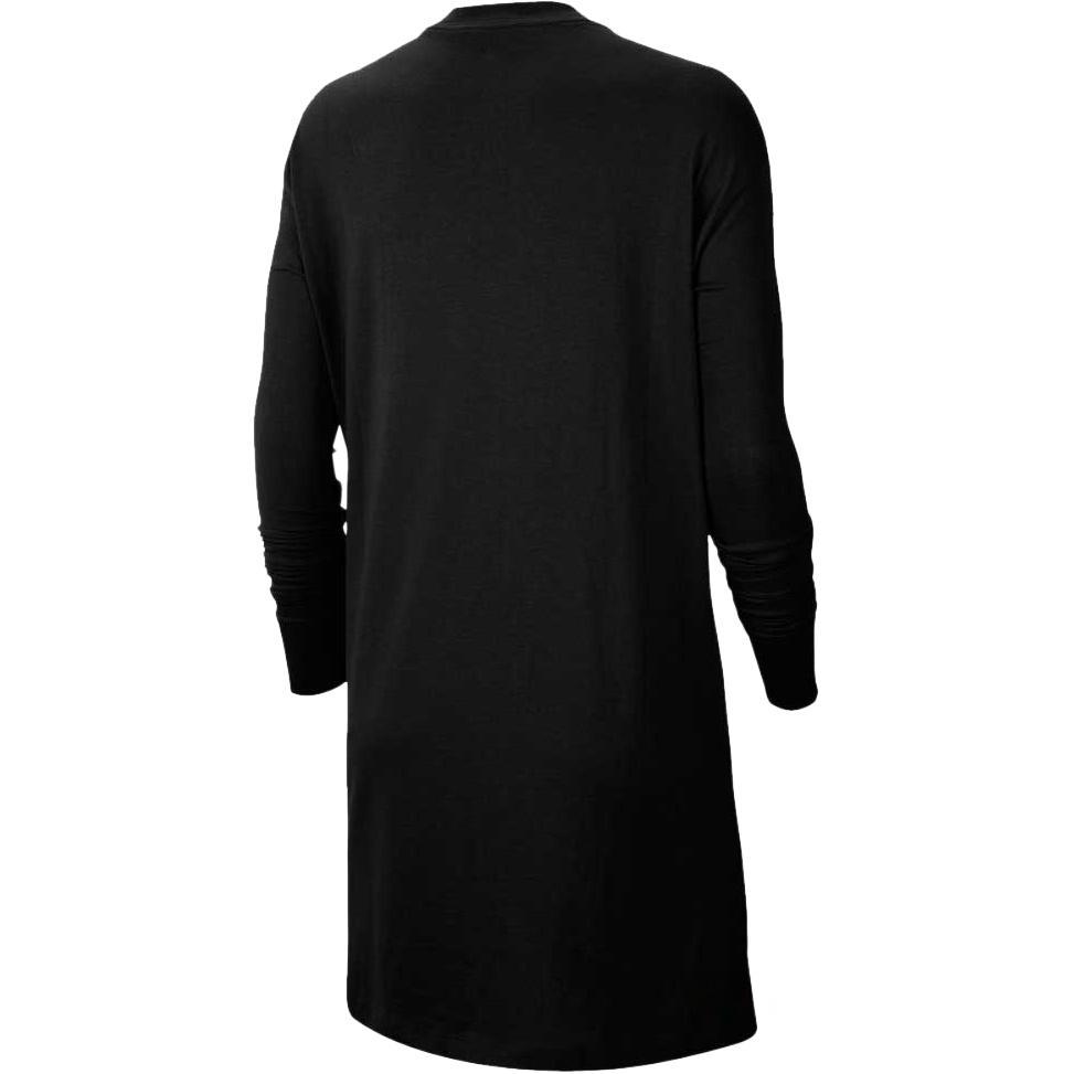 Nike Sportovní šaty Essential Jednobarevné Vyšívané Malé Logo Sportovní Pletené Šaty s Dlouhým Rukávem Dámské šaty Černá CU6509-010