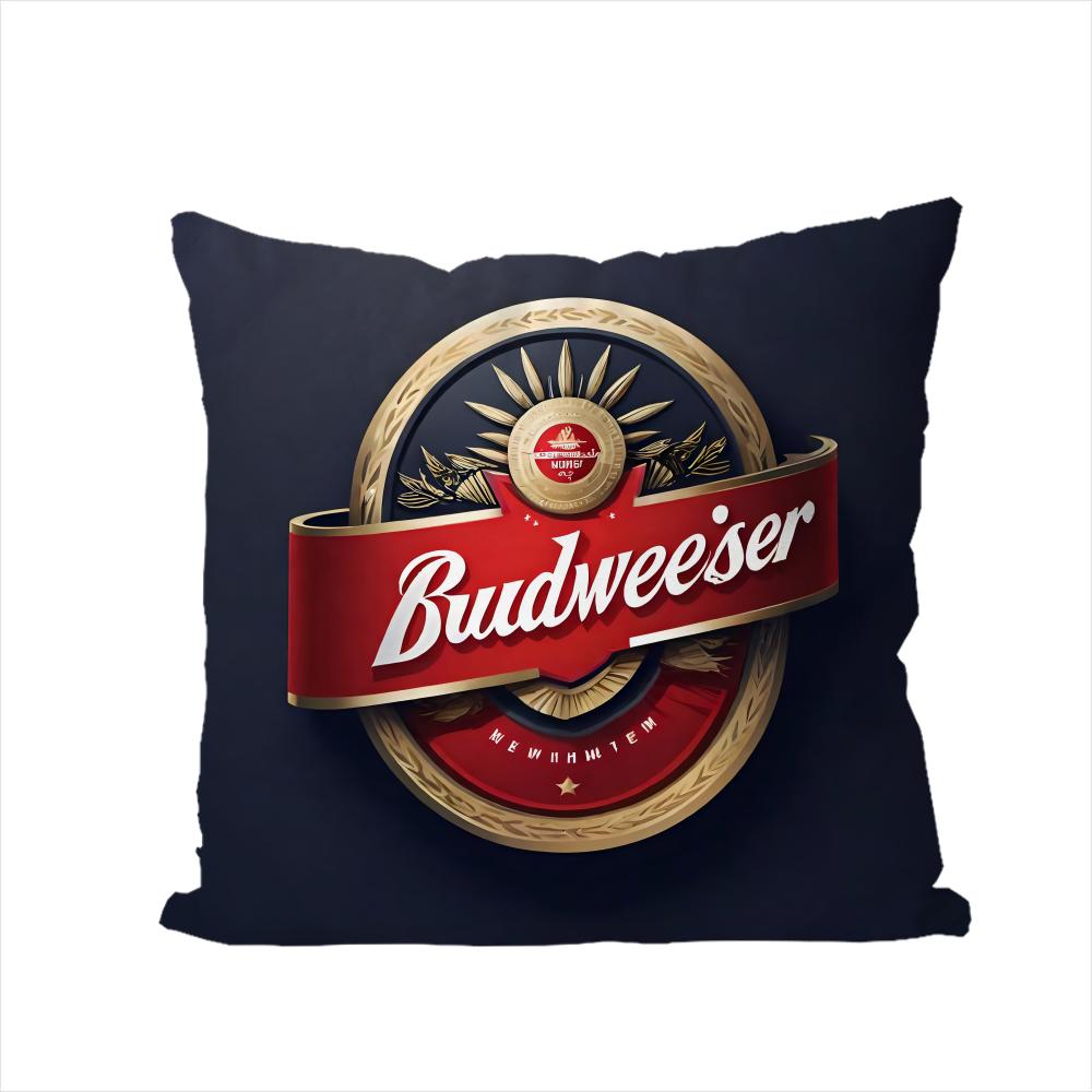 B-Budweisers Pillow Case For Car Sofa Decorative Home Double-sided Print Plush Square Throw Pillow Cushion Cover