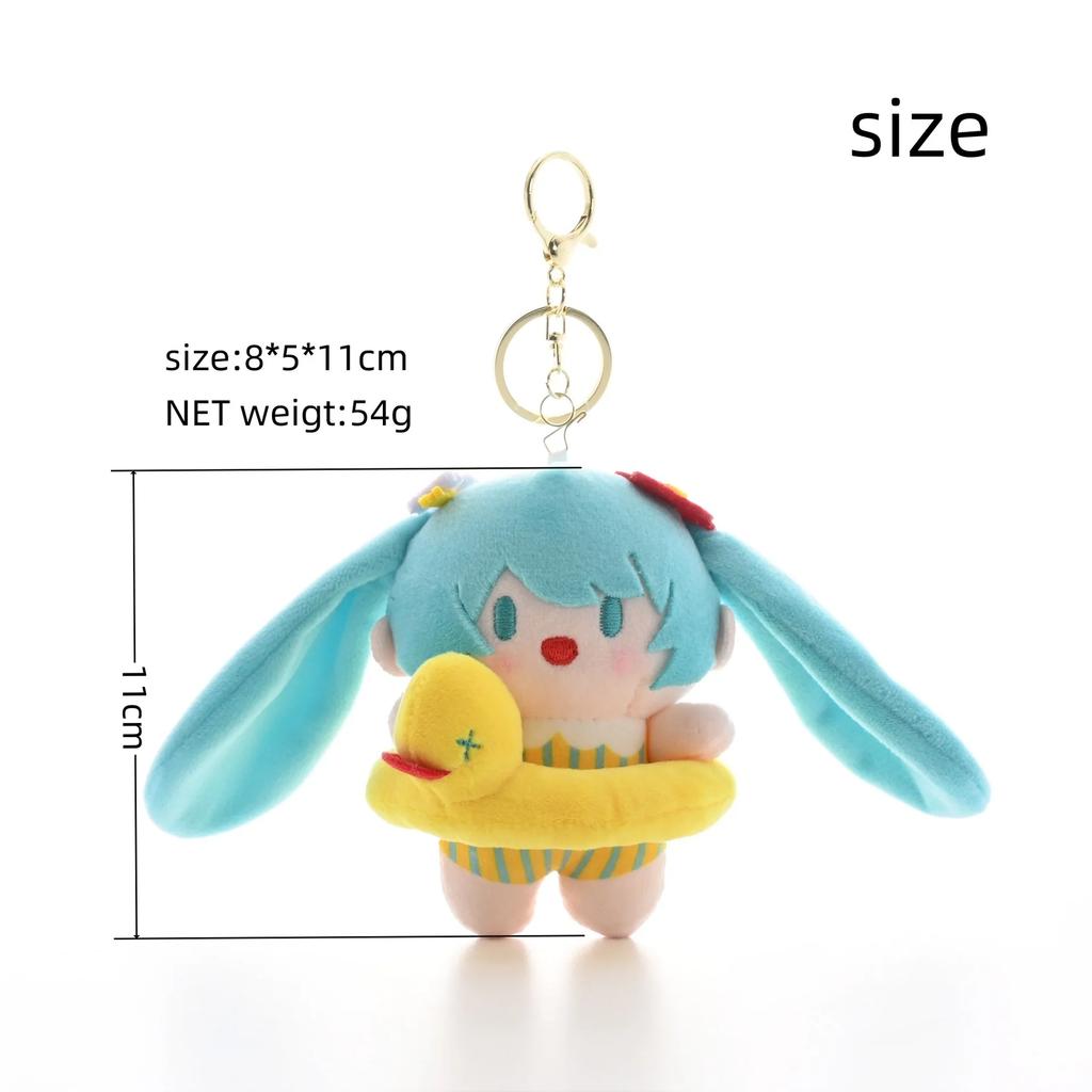 Hatsune Miku Duck Swimming Doll Kawaii Q Version Doll Animation Peripheral Key Chain Bag Pendant Toy Series Model Ornament Gift