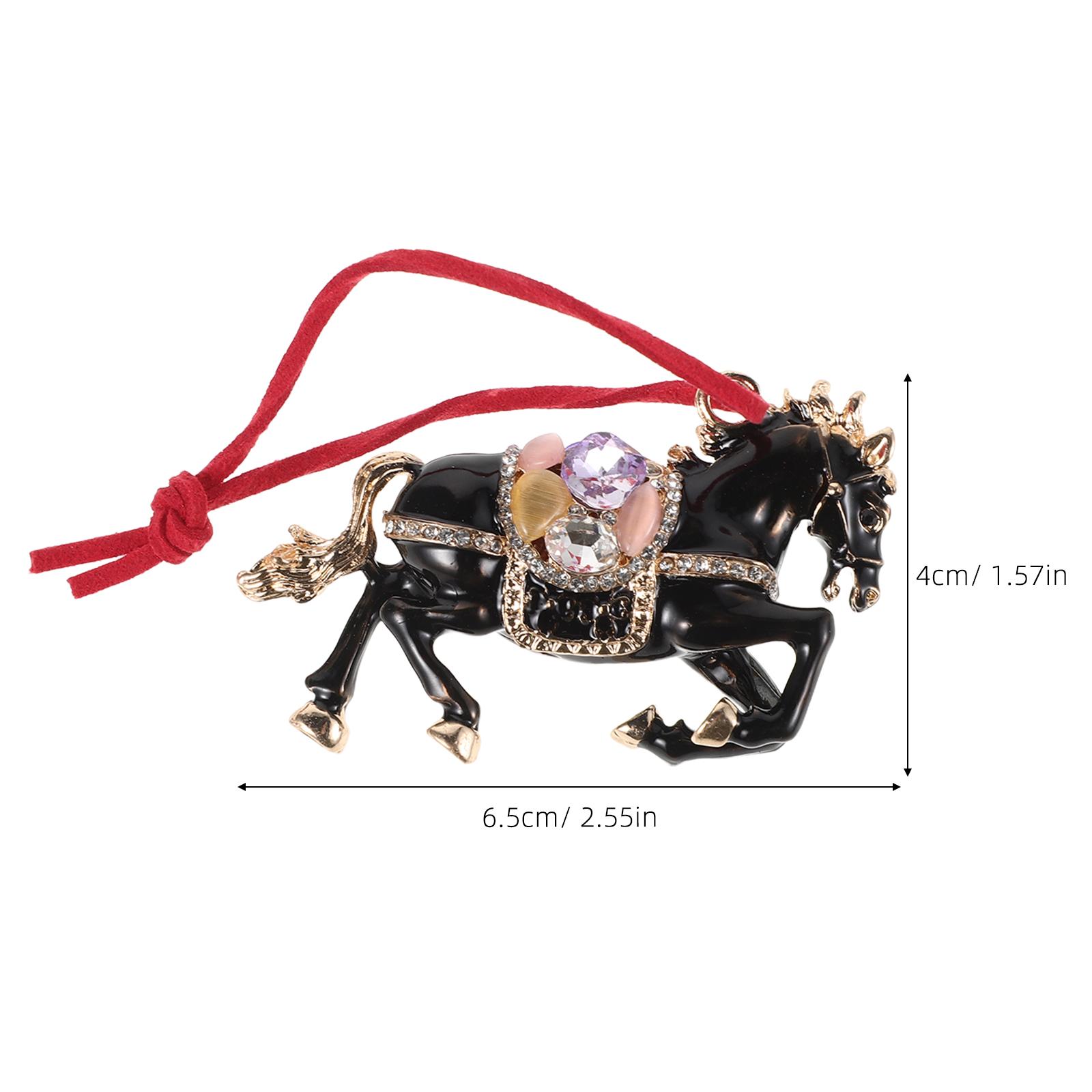 Chinese Zodiac Horse Pendant Car Mirror Hanging Ornament Rhinestone 2026 New Year Auto Interior Decoration Spring Festival чёрный