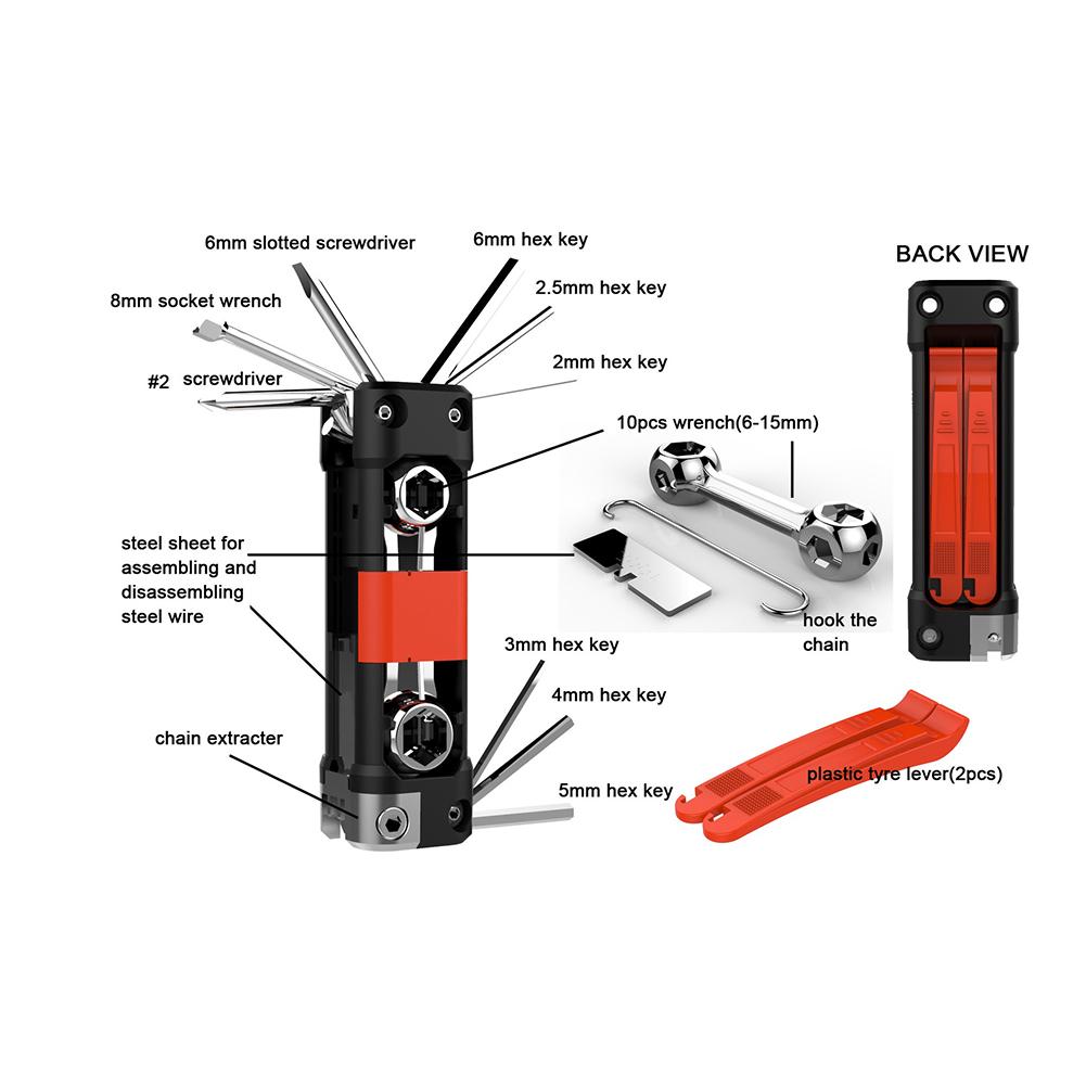 Service-Oriented Bike Wrench with Slotted Cross and Hex Bits for Regular Tuning and Component Replacement Jobs