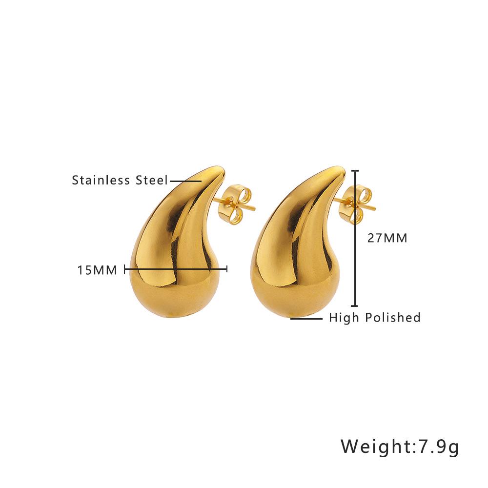 European and American INS Style Stainless Steel Water Drop Gold Ear Studs