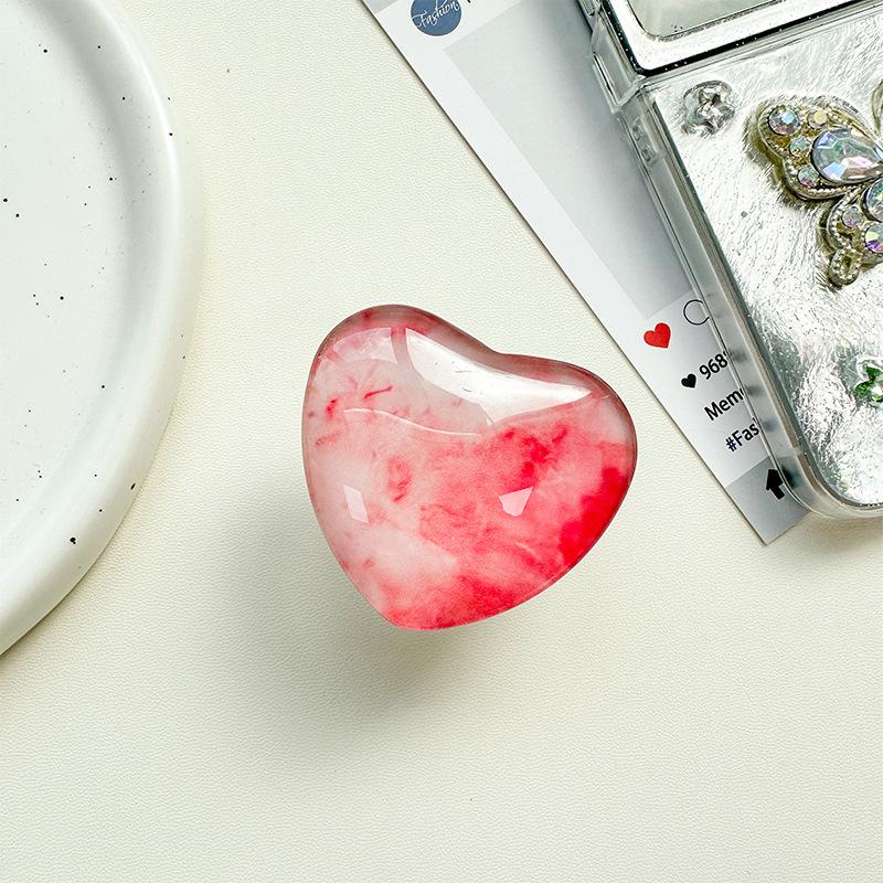 Glass Love Mobile Phone Airbag Bracket Pasted Magnetic Telescopic Desktop Watching Drama Tracking Support Ring Creative Pattern