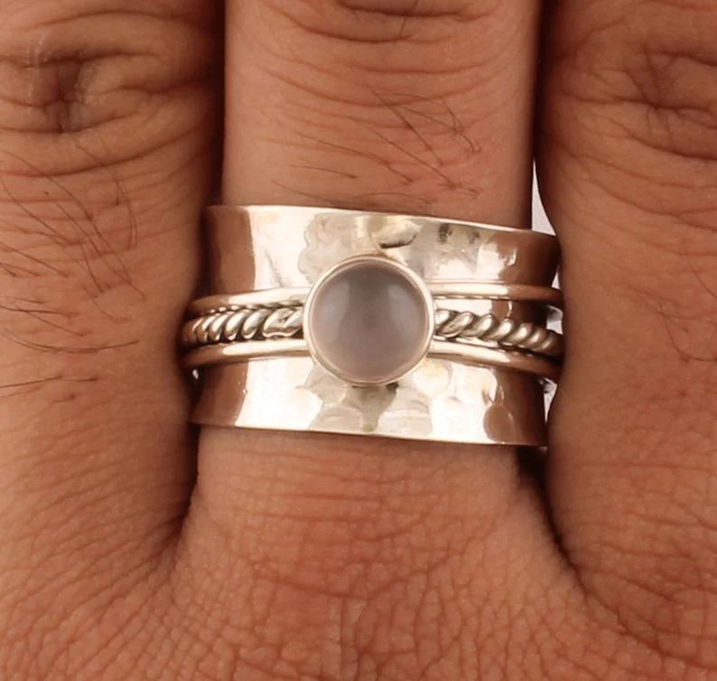 Anello Con Spinner Solido Realizzato A Mano Con Fascia Per Il - Foto 6