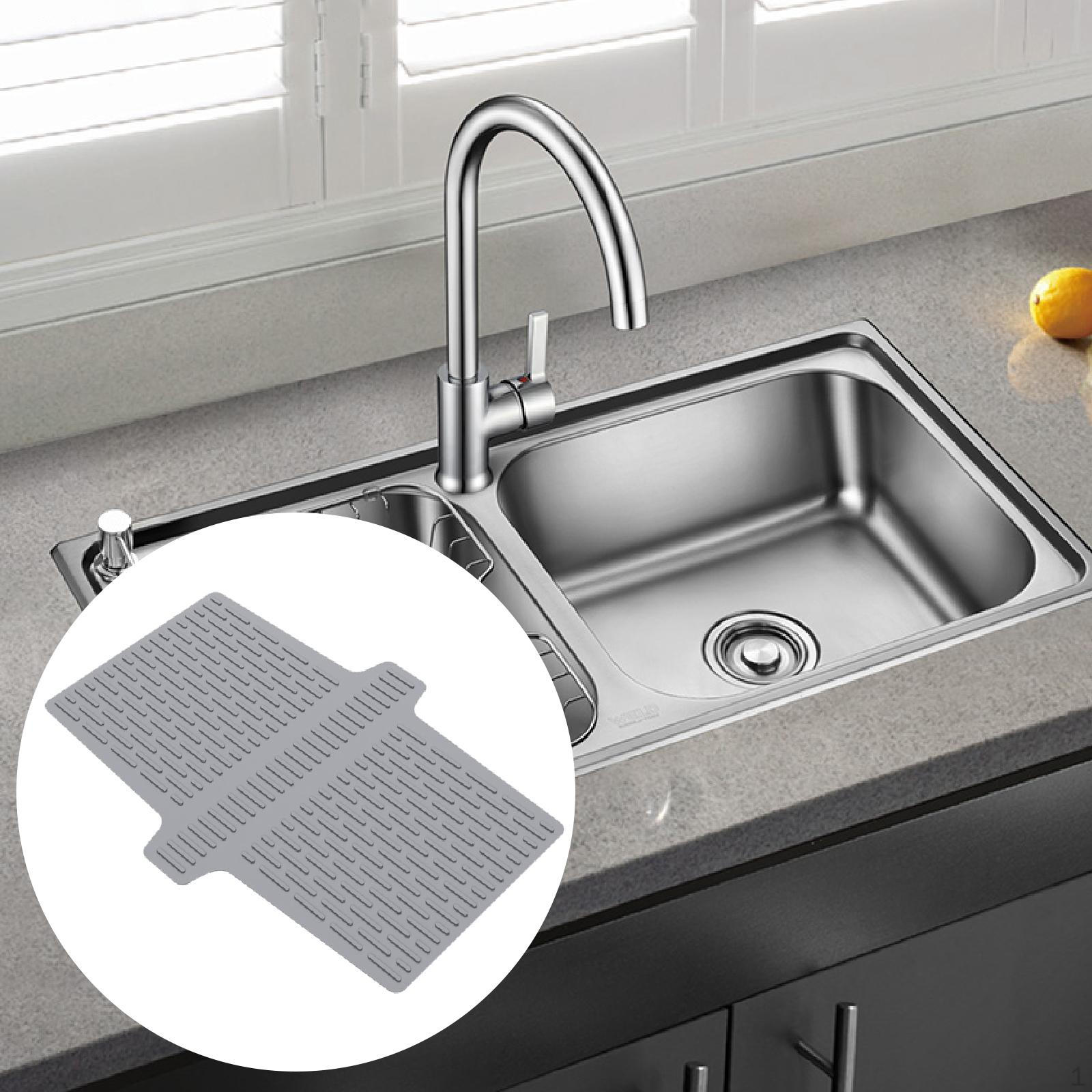 

Flexible And Easy-to-Clean Kitchen Sink Saddle Protector, Non-Slip Drying Pad, Divider Mat for серый