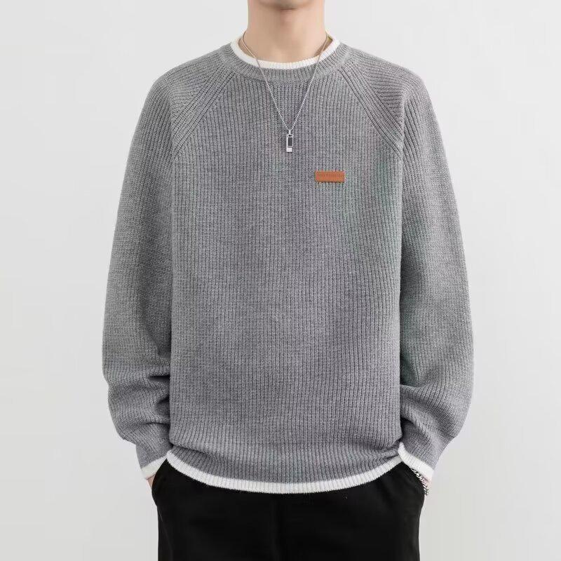 Men s Plus Size Two-Piece Look Thick Warm Knit Top L