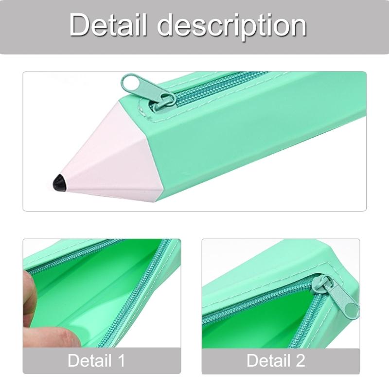 Silicone Pen Bag Soft Pencil Organizers Pencil Shape Pencil Case For Erasers Markers Scissors Storage