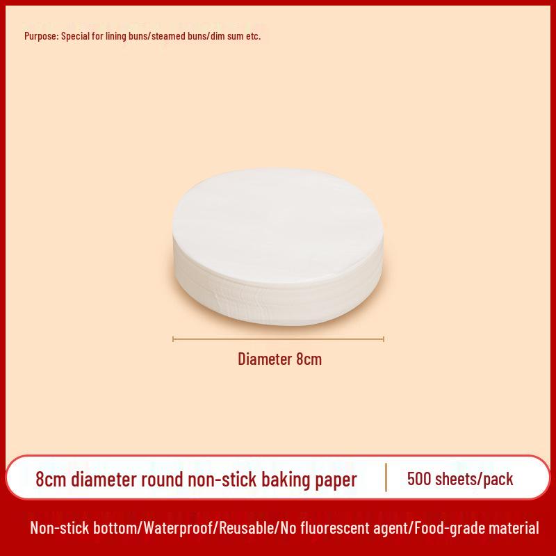 Non-stick, High Temp Resistant Steamer Paper for Buns & Mantou, Round & Square, Disposable & Thickened Bottom