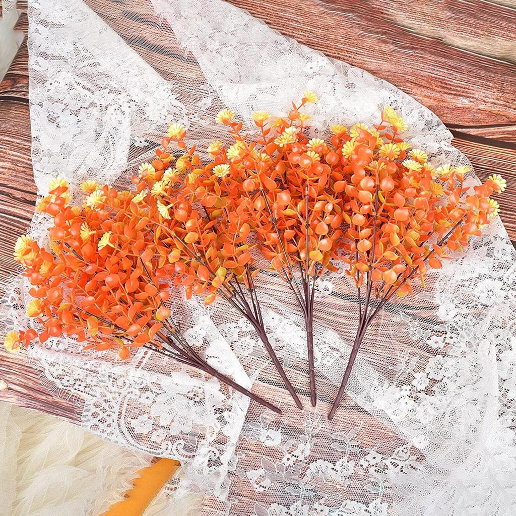 4 Bundles Artificial Flowers Fall Flower Faux Shrubs Plants Fall Shrubs Stems Fake Grasses For Indoor Outdoor Fall Decorations