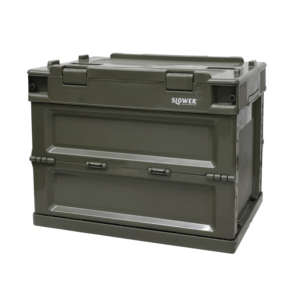 ZIPPO SLOWER Storage Box with Foldable Storage Outdoor Camping Folding Container Gambon Olive Green FOLDING CONTAINER SLW323 Lid, Case, [S] Gambon(S)