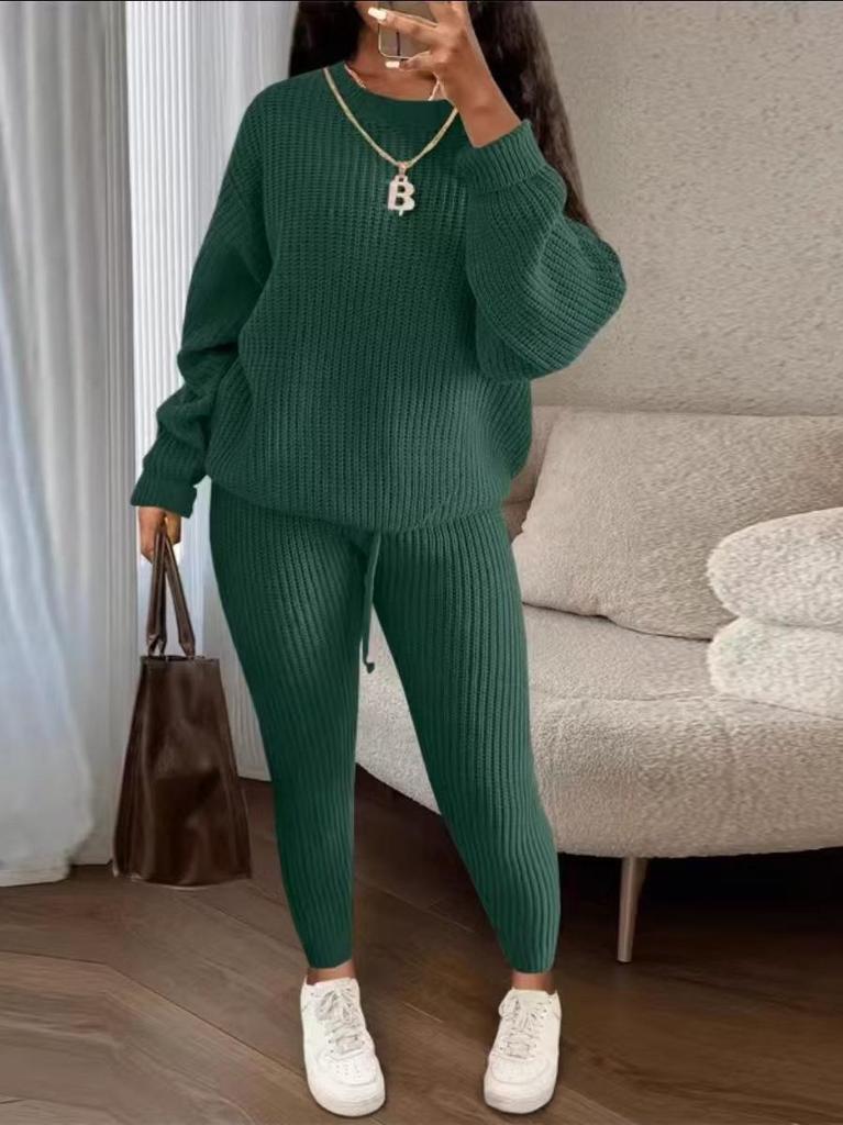 European & American Fashion Knitwear: Women's Soft & Fluffy Sweater and Pants Set for Autumn & Winter
